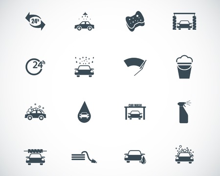Vector black  car wash  icons setのイラスト素材