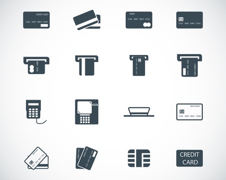 Vector black  credit cart  icons setのイラスト素材