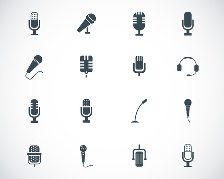 Vector black  microphone  icons setのイラスト素材