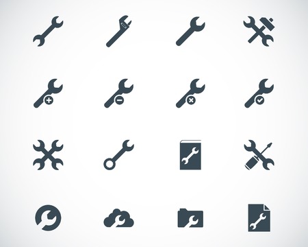 Vector black  settings wrench   icons setのイラスト素材