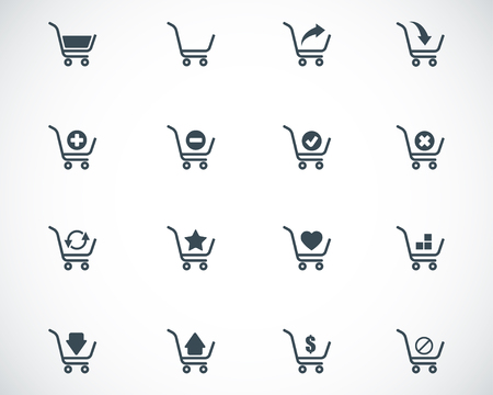 Vector black  shopping cart  icons setのイラスト素材