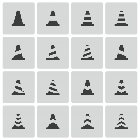 Vector black traffic cone   icons setのイラスト素材