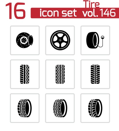 Vector black tire icons setのイラスト素材