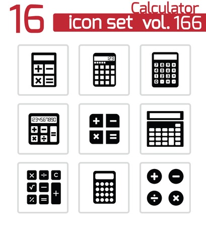 Vector black calculator icons setのイラスト素材
