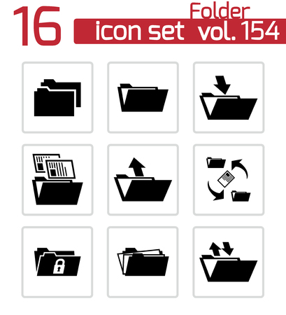 Vector black folder icons setのイラスト素材
