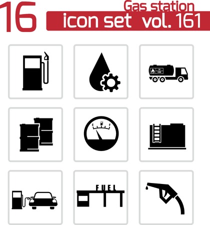 Vector black gas station icons setのイラスト素材