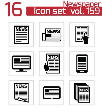 Vector black newspaper icons setのイラスト素材