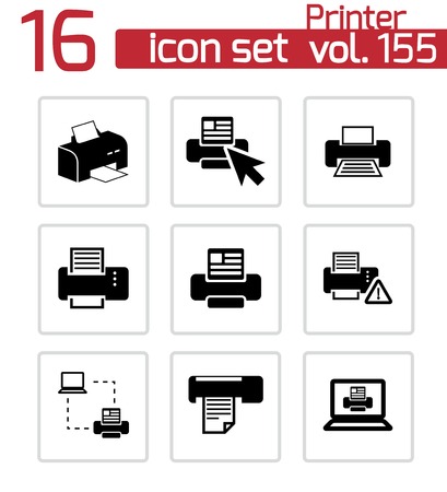 Vector balck printer icons setのイラスト素材