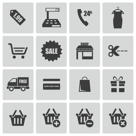 Vector black shopping icons setのイラスト素材