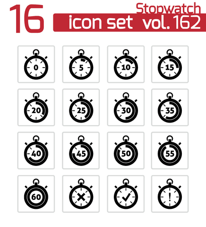 Vector black stopwatch icons setのイラスト素材