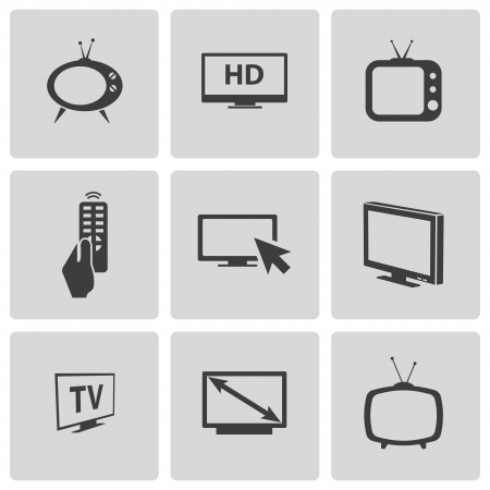Vector black TV icons setのイラスト素材