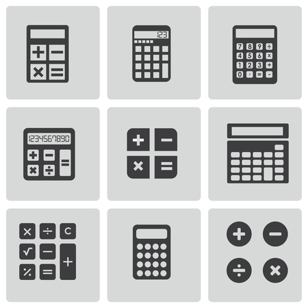 Vector black calculator icons setのイラスト素材