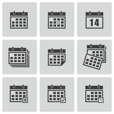 Vector black calendar icons setのイラスト素材