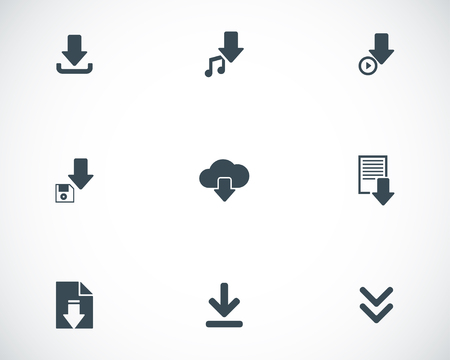 Vector black download icons setのイラスト素材