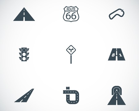 Vector black road icons setのイラスト素材