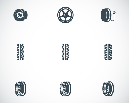 Vector black tire icons setのイラスト素材