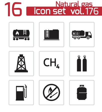 Vector black natural gas icons setのイラスト素材