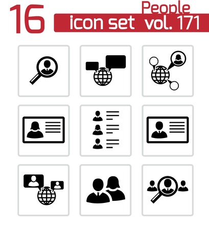 Vector black people search icons setのイラスト素材