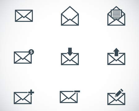 Vector black email icons setのイラスト素材