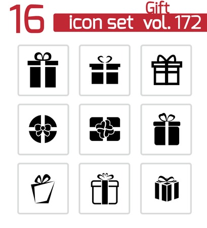 Vector black gift icons setのイラスト素材