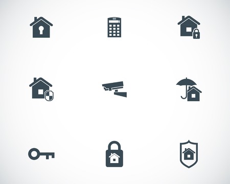Vector black home security icons setのイラスト素材