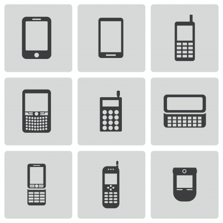 Vector black mobile phone icons setのイラスト素材