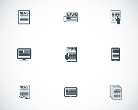 Vector black newspaper icons setのイラスト素材