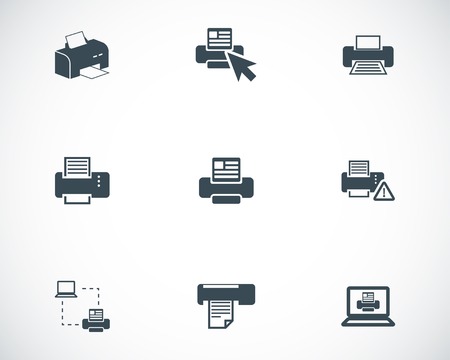 Vector balck printer icons setのイラスト素材
