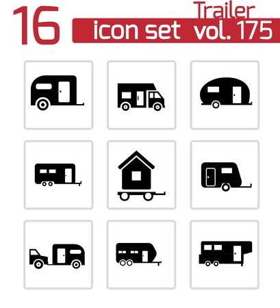 Vector black trailer icons setのイラスト素材