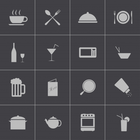 Vector black food icons setのイラスト素材