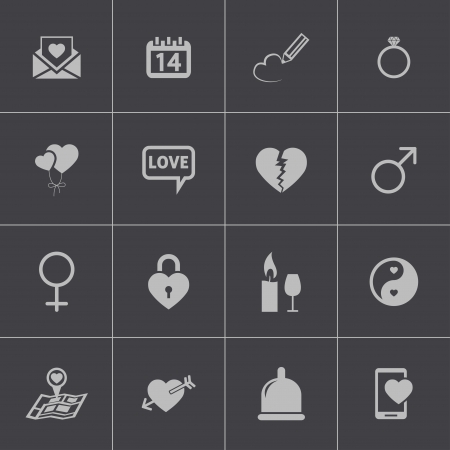 Vector black  love icons setのイラスト素材