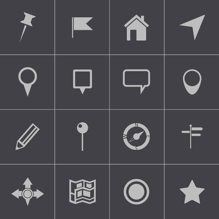 Vector black  map icons setのイラスト素材