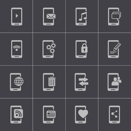 Vector black mobile icons setのイラスト素材