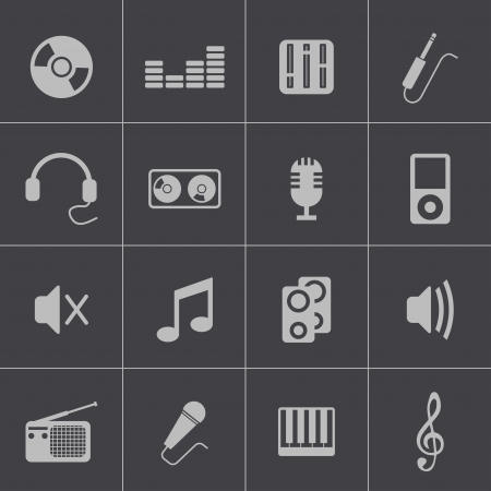 Vector black  music icons setのイラスト素材