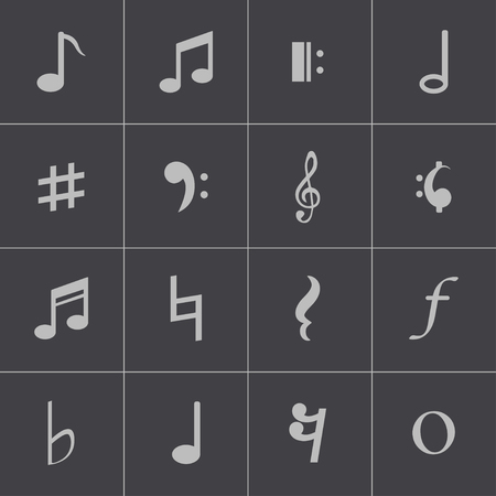 Vector black  notes icons setのイラスト素材