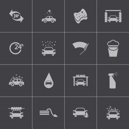 Vector black  car wash  icons setのイラスト素材