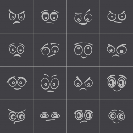 Vector black  cartoon  eyes  setのイラスト素材