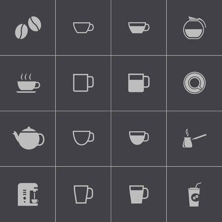 Vector black  coffe   icons setのイラスト素材