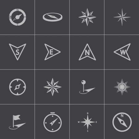Vector black compass icons setのイラスト素材