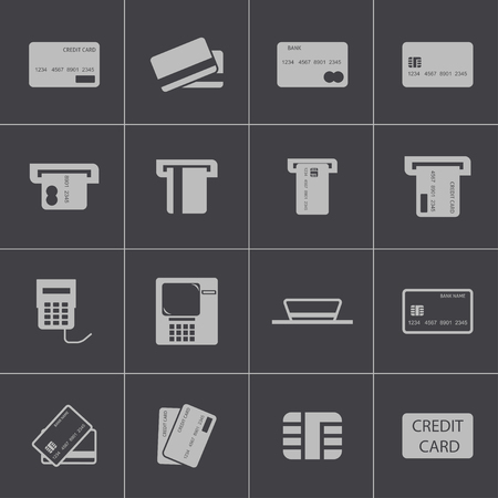 Vector black  credit cart  icons setのイラスト素材