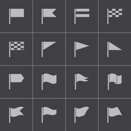 Vector black flag icons setのイラスト素材