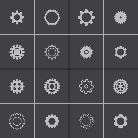 Vector black  gears  icons setのイラスト素材