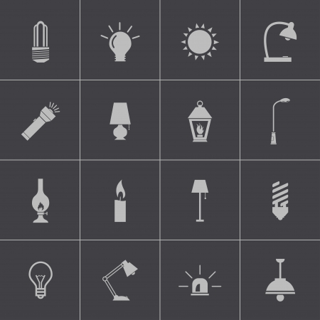 Vector black light icons setのイラスト素材