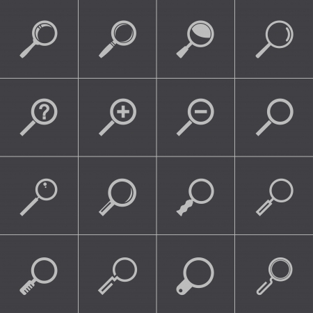 Vector black  magnifying glass  icons setのイラスト素材