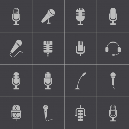 Vector black  microphone  icons setのイラスト素材