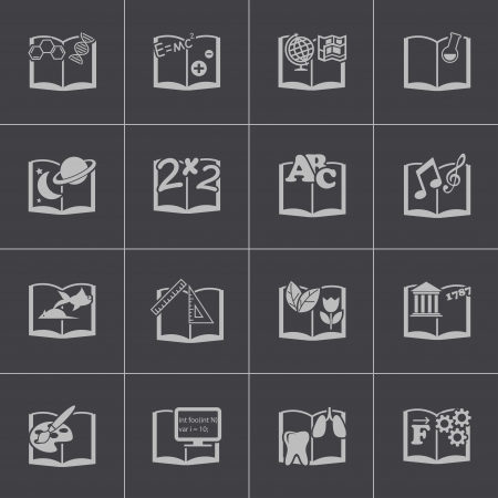 Vector black schoolbooks icon setのイラスト素材