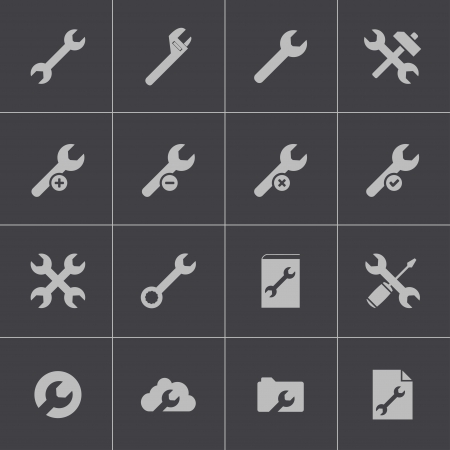 Vector black  settings wrench   icons setのイラスト素材