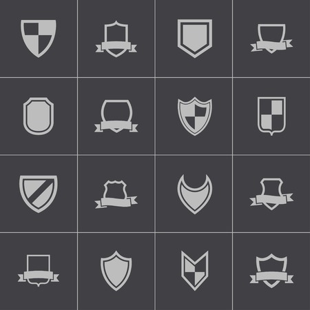 Vector black icon shield icons setのイラスト素材
