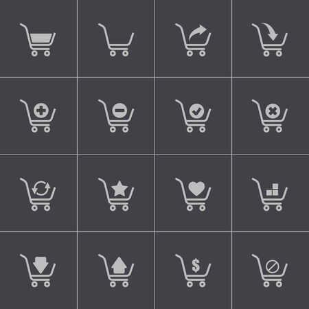 Vector black  shopping cart  icons setのイラスト素材