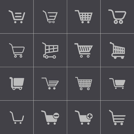 Vector black  shopping cart  icons setのイラスト素材